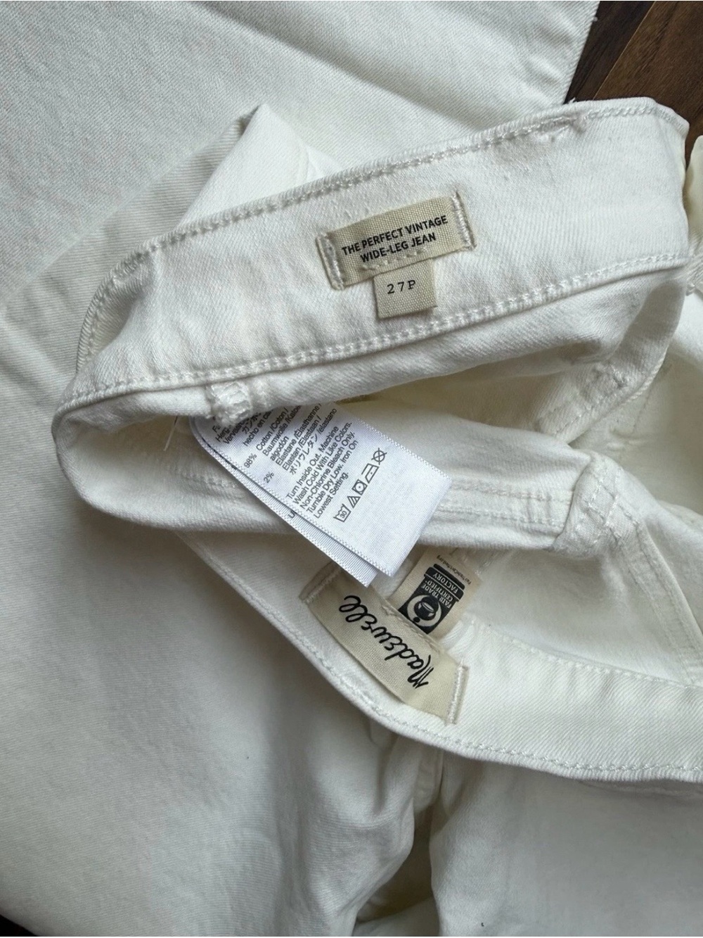 Madewell Jeans Women's 27P White The Perfect Vintage Wide-leg Jean Petite NWOT - Picture 4 of 8
